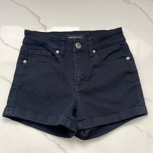 Aeropostale high rise midi black soft 3 inch shorts.